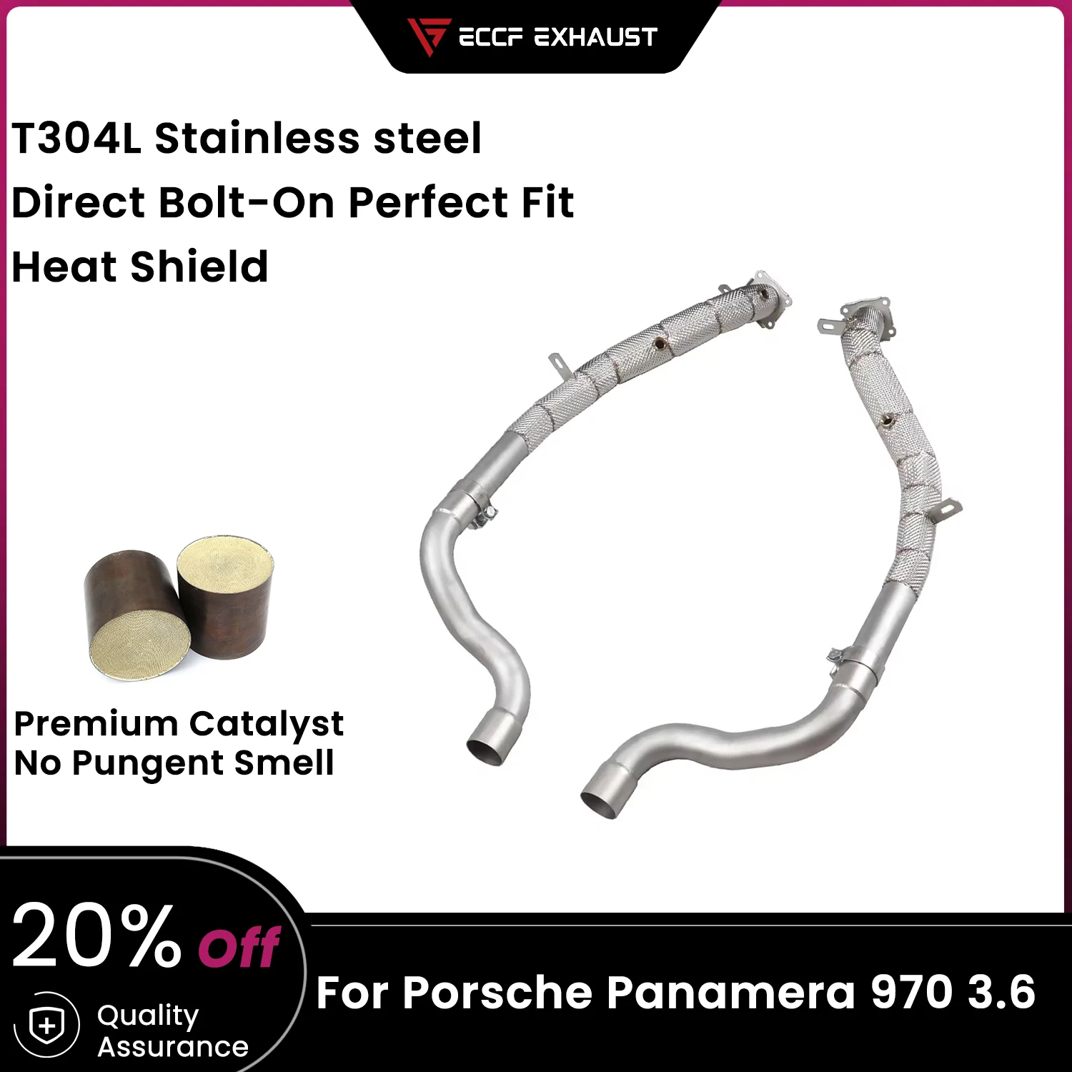 

Sports Downpipe With Heat Shield For Porsche Panamera 970 3.6 Exhaust Sound High Flow Performance Upgrade Easy Installation