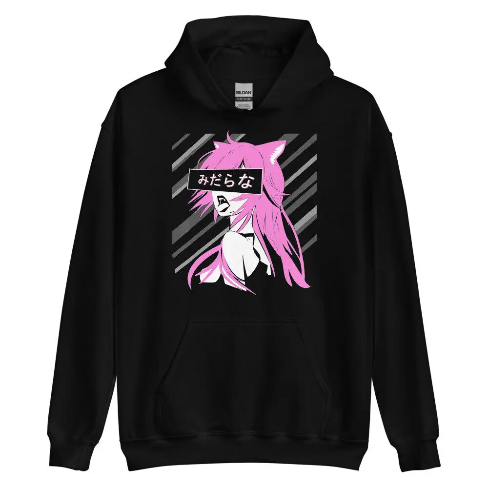 Pink Hair Demon Manga Kawaii Japan Otaku Kanji Ramen Anime Gift Hoodie