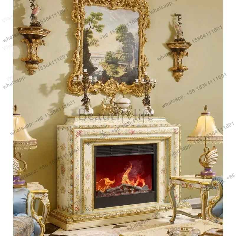 FG Luxury hand-painted decorative cabinet 1.85m solid wood white fireplace heater