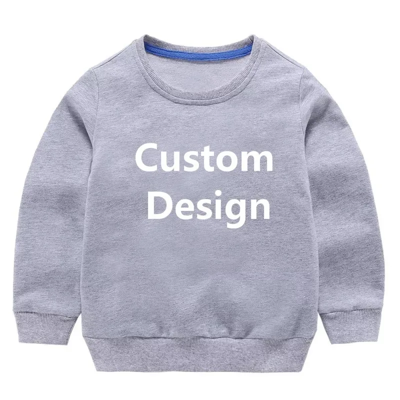 Children\'s pure cotton round neck hoodie with letter printing custom boy and girl hoodie top