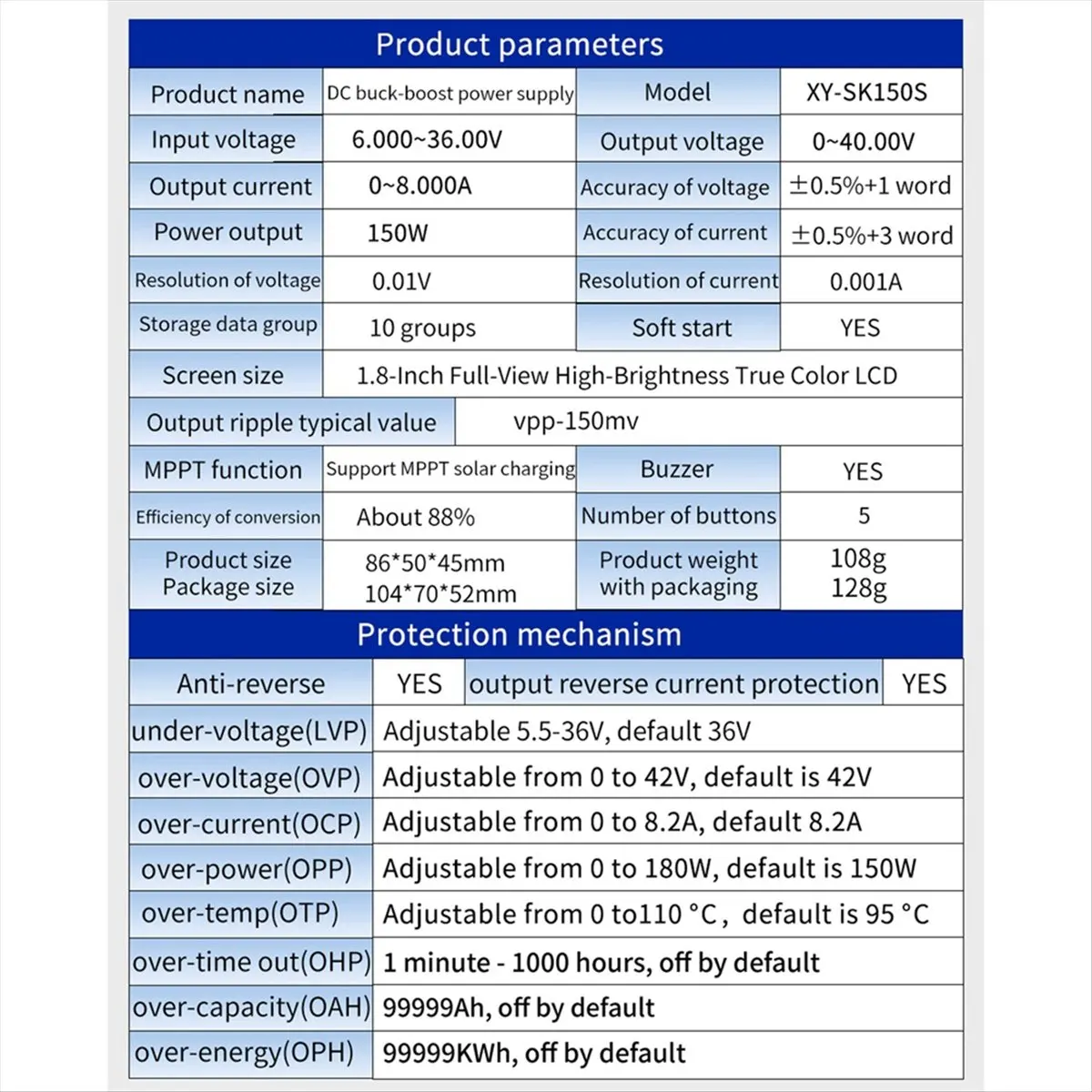 

A32M SK150S DC Regulated Power Supply DC Buck Converter Adjustable Regulated Power Supply 8A 150W Solar Charging Module