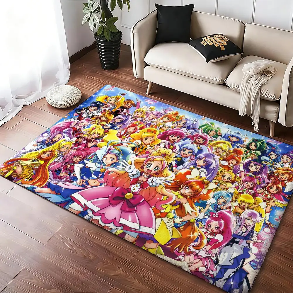 Pretty Cure Floor Mat Soft Thickened Absorbent Non-Slip Bedroom Living Room Door Mat Home Decor Flannel Rugs