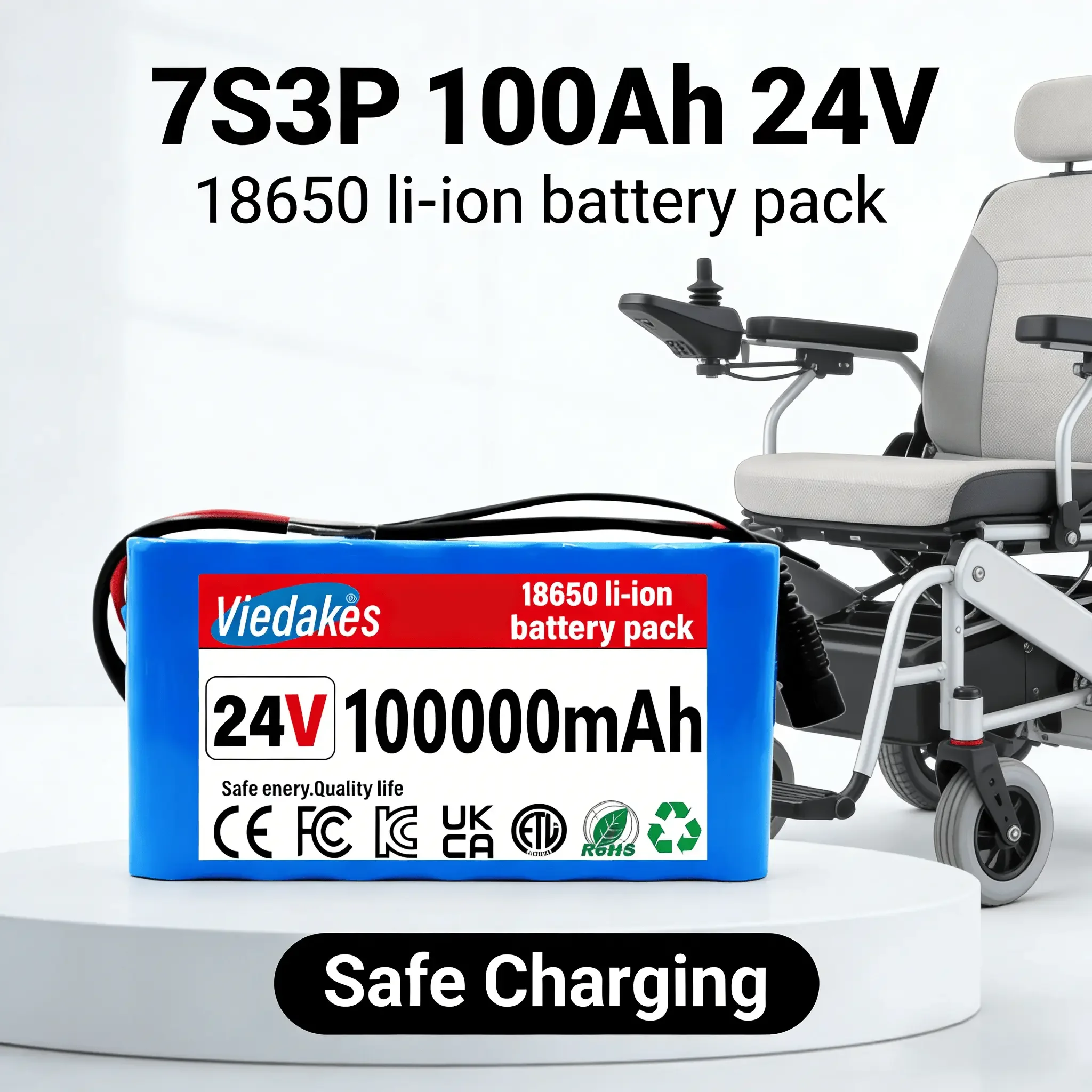 

New electric wheelchair lithium battery, mobile battery, BMS protection, 7s3p, 24V, 80Ah, 18650 lithium battery, 29.4V, 350W