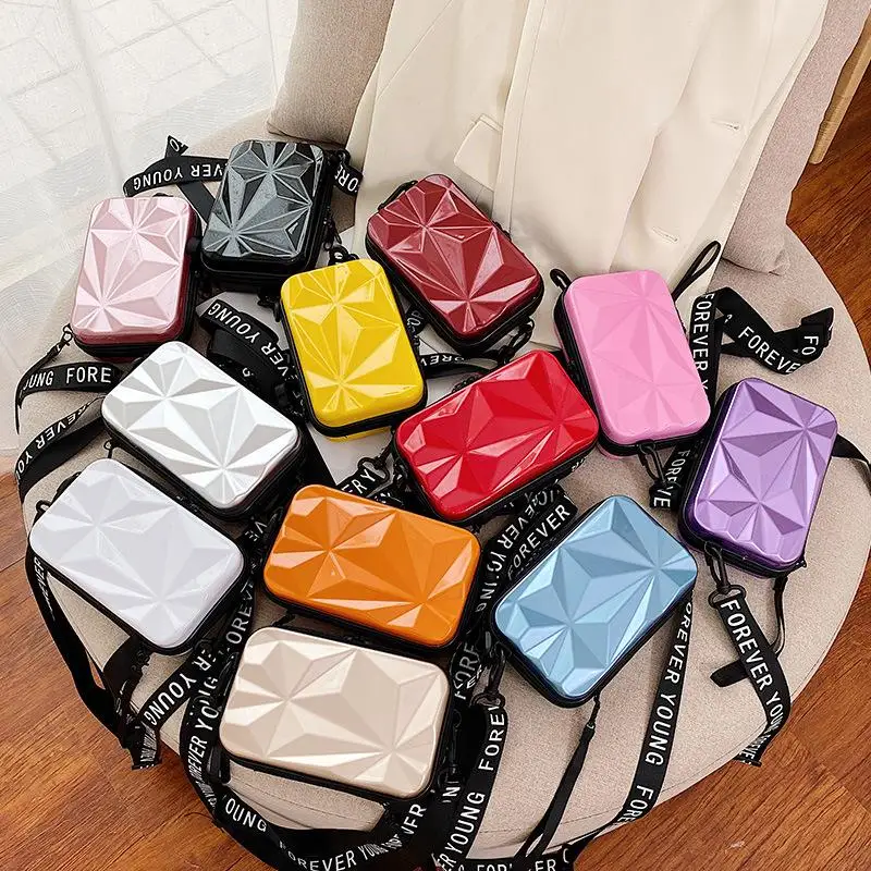 Mini Suitcase Crossbody Bag Women Clutch Small Pvc Shoulder Bag Suitcase Shape Mini Luggage Bag Makeup Women Clutch Box Organize