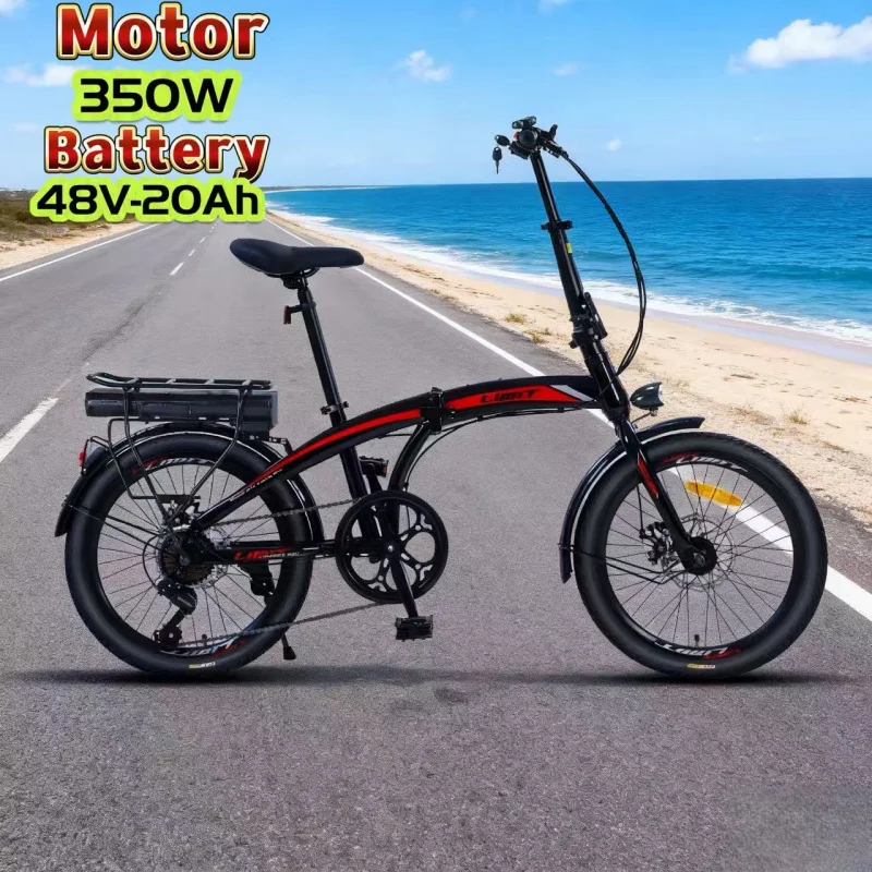 

New E-Bike, 20-inch foldable 48V-20AH removable battery electric bicycle, 350W brushless motor adult urban electric moped