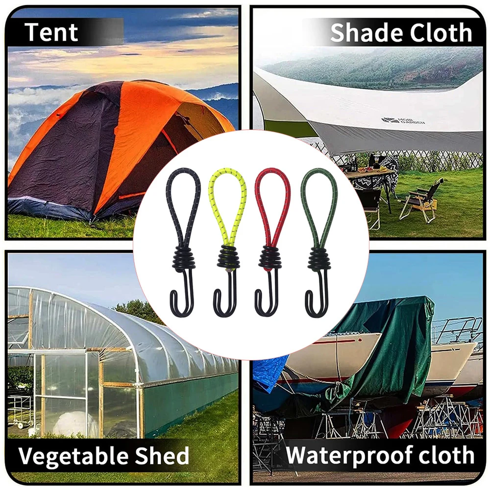 5/10Pcs Tent Elastic Rope Cord Hook Versatile Outdoor Camping Canopy Tarp Tent Fixing Cord String Carabiner Hooks Accessories