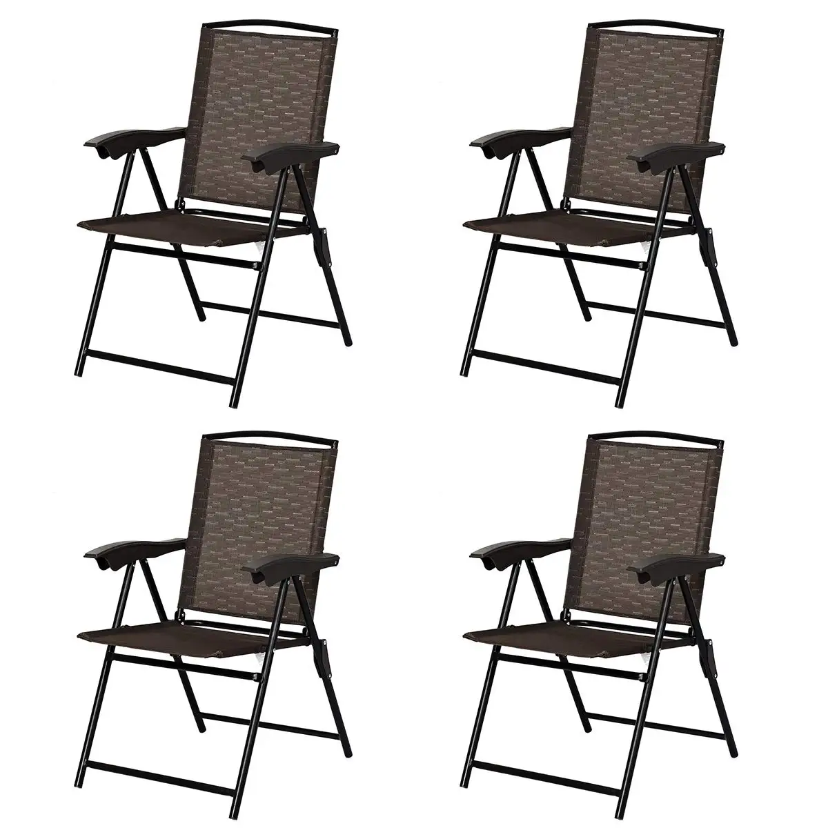 Folding Sling Chair Set of 4 w/Armrests & Adjustable Back Portable Patio Garden Pool Outdoor Indoor, Customized