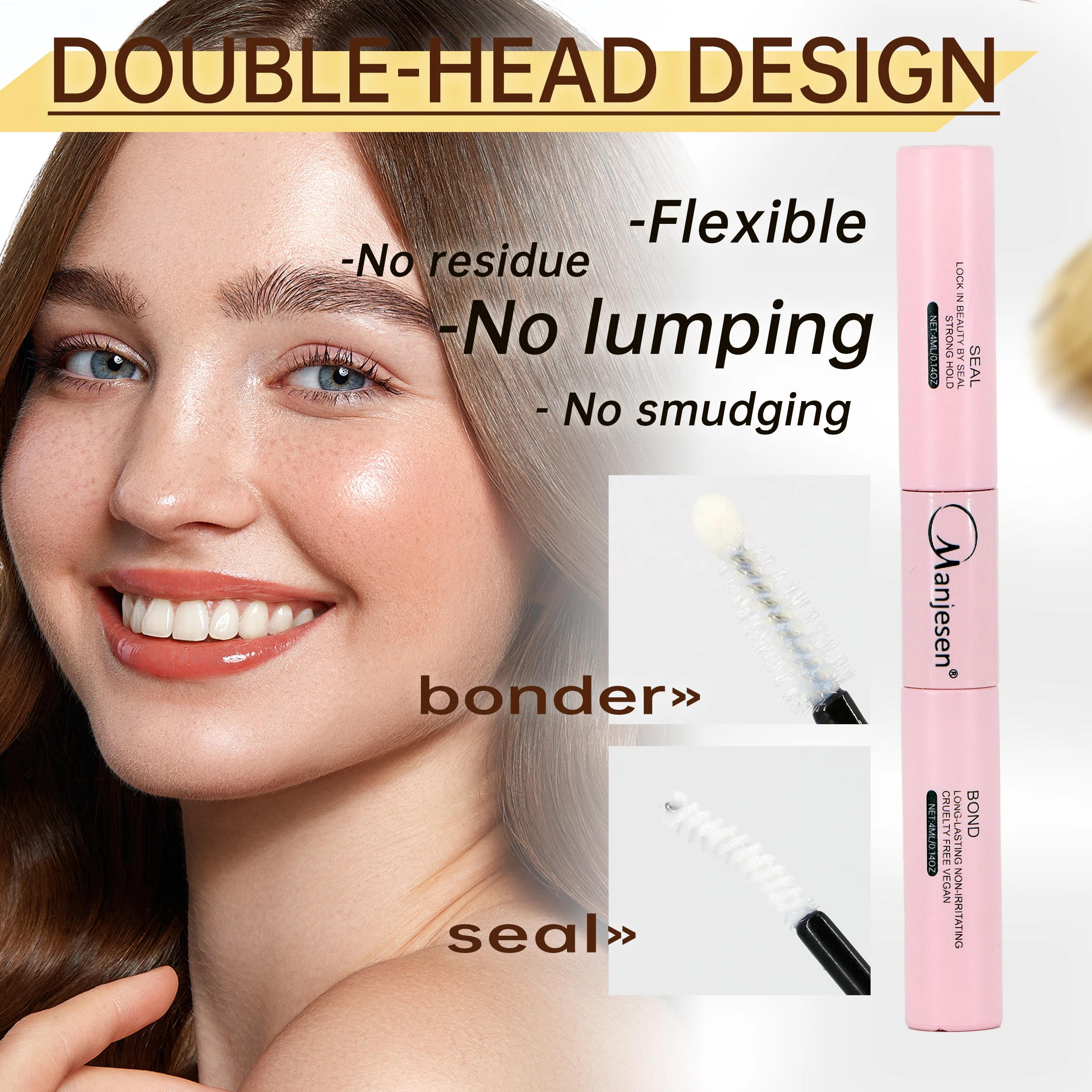 Glue False Eyelashes New Double Heads 2 In 1 Bond and Seal Lash Glue ,Waterproof Long Lasting DIY Cluster Eyelash Glue Cosmetics