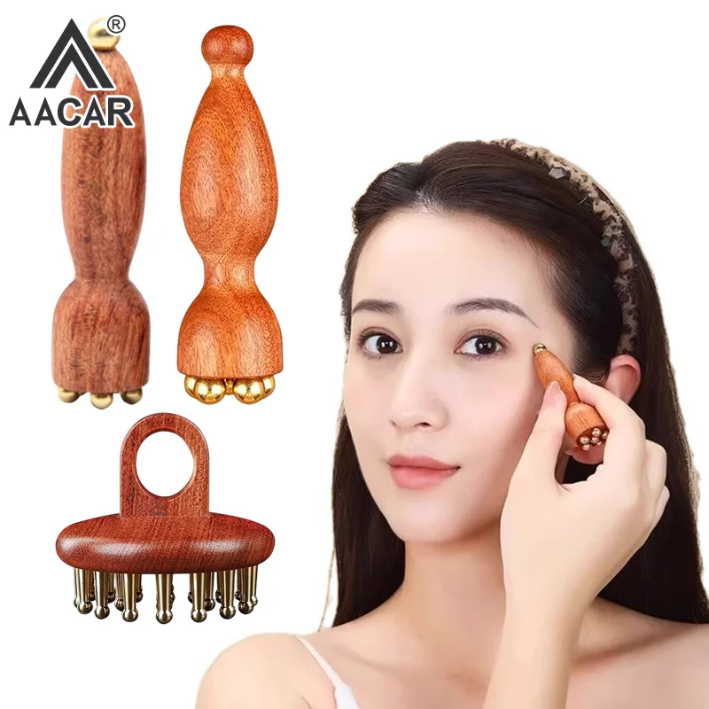 

Профессиональный стручок лотоса, красота, латунь и палисандр, инструмент Гуа Ша для лица, релаксация глаз, пятно, меридианы, ручной массаж акупунктурных точек