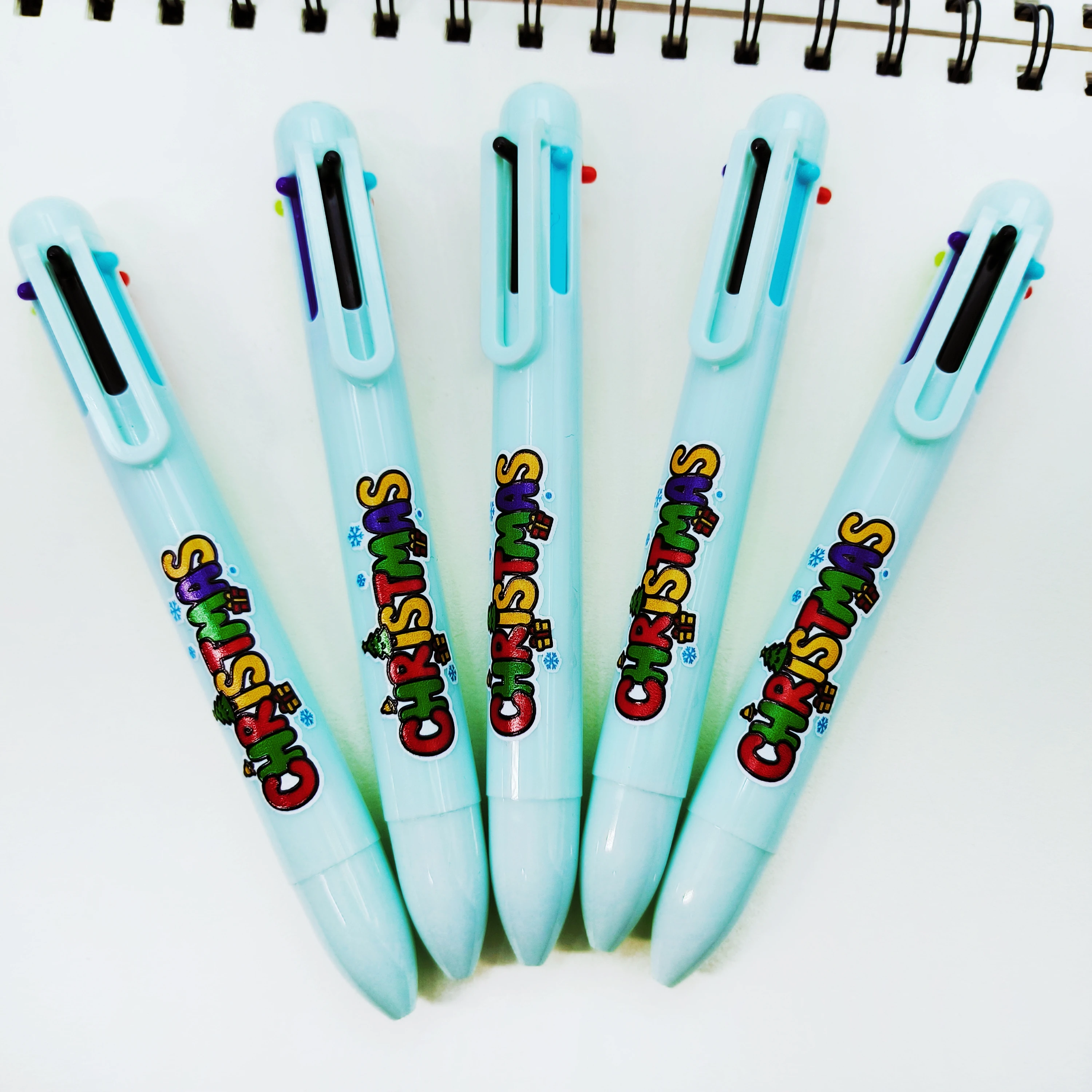 

5/10pcs Merry Christmas Six in One Multi Color Ballpoint Pen Colorful Christmas Multi Color Ballpoint Pen Office Ballpoint Pen