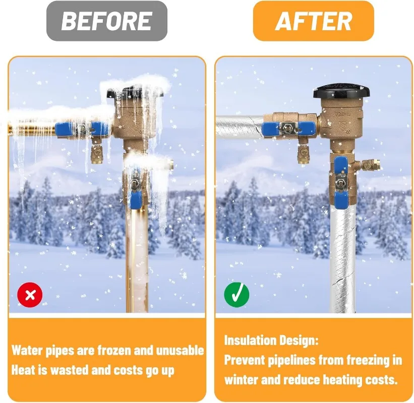 Winter Pipe Wrap Insulation 32.81FT Outdoor Pipe Foam Insulation Tape Aluminum Foil Black Fire Protection Strong Tape Waterproof