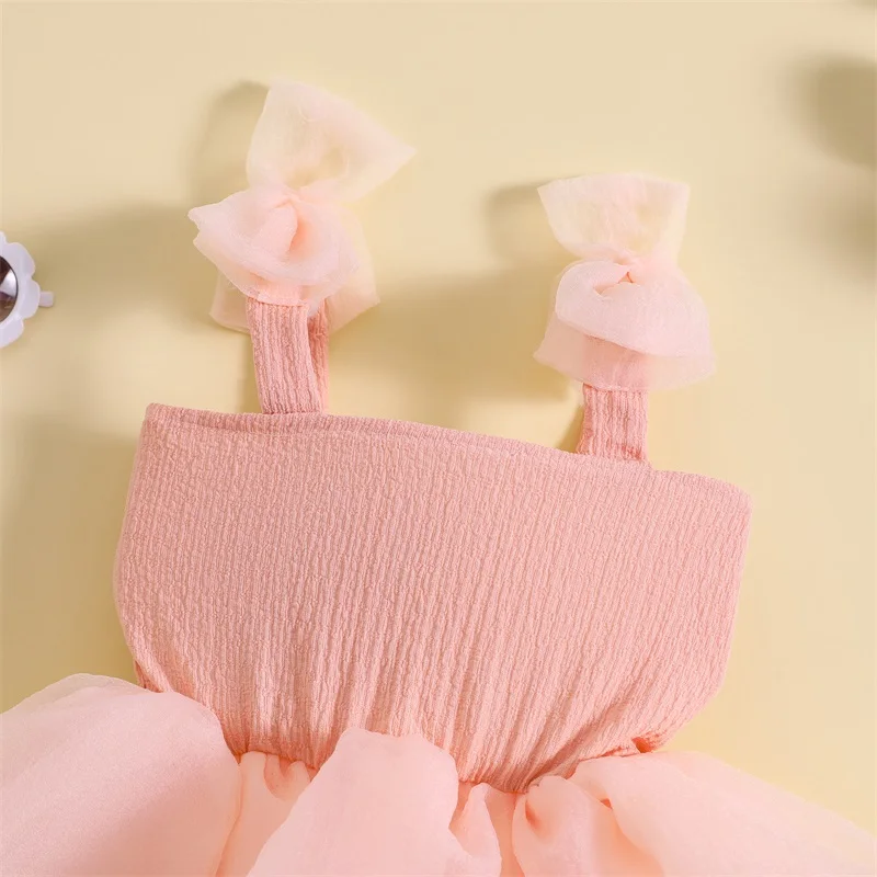 Summer Cute Kids Girls Dress Birthday Party Princess Dress Children Solid Color Sleeveless Girl Wedding Tutu Tulle Dresses