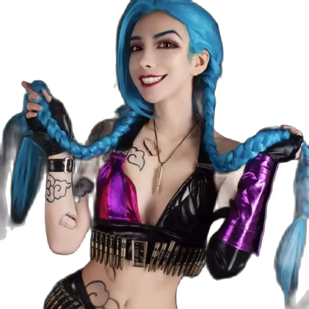 أزياء جامعة الأساطير اليابانية Jinx Rampage Loli Cos أزياء Lol Jinx التأثيرية مجموعة كاملة من الأزياء 2025