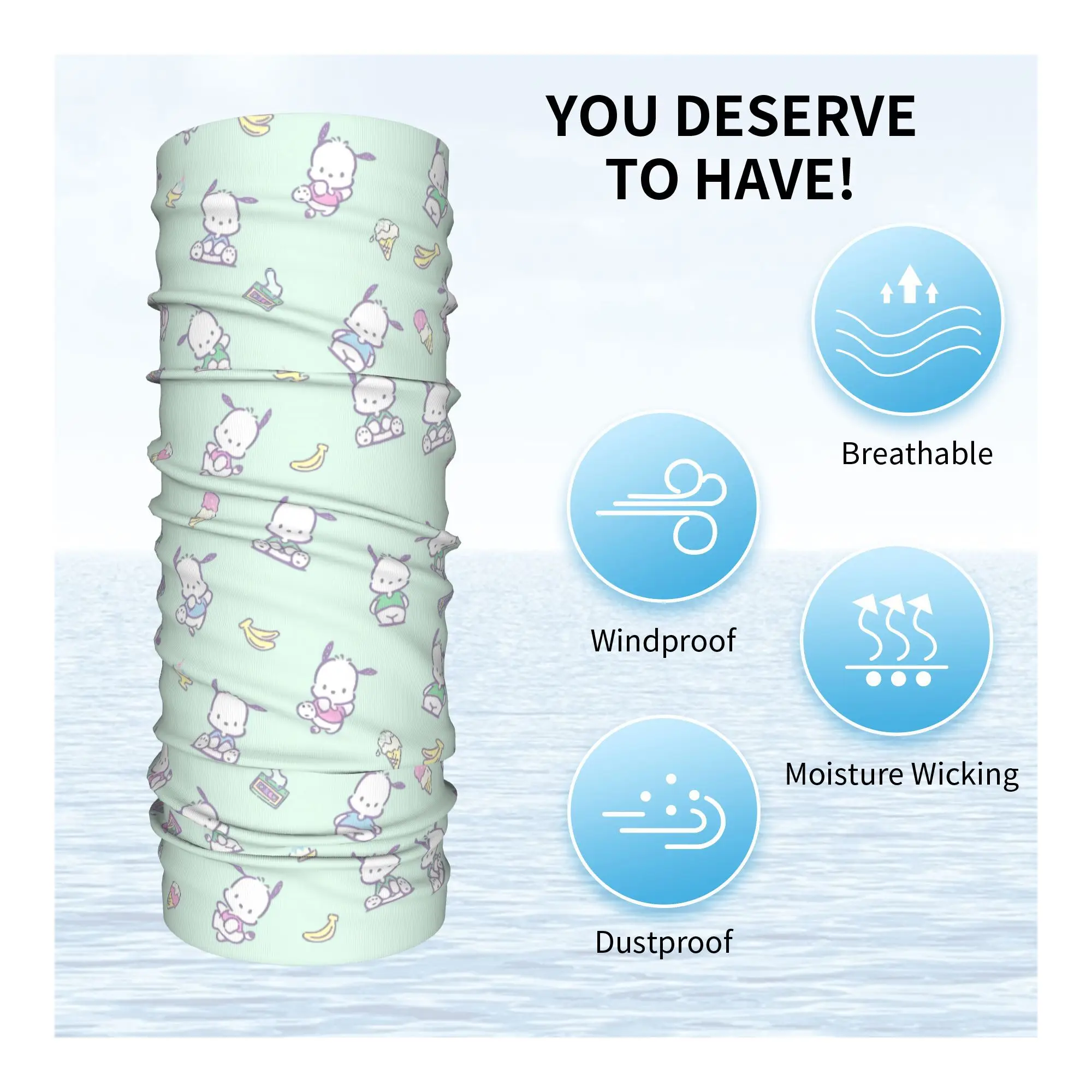 Custom Pochacco Cartoon Winter Headband Neck Warmer Men Women Ski Cycling Tube Scarf Kawaii Anime Pattern Face Bandana Gaiter