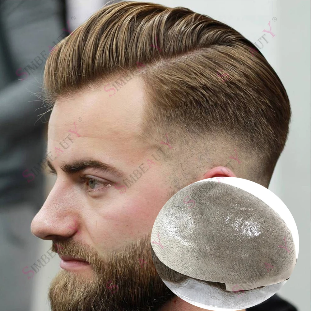 

Undetectable Microskin #17 #18 Ash Blonde Grey Natural 0.04mm Ultra Thin Skin Men Toupee Wigs Male 1b20 Human Hair Prosthesis