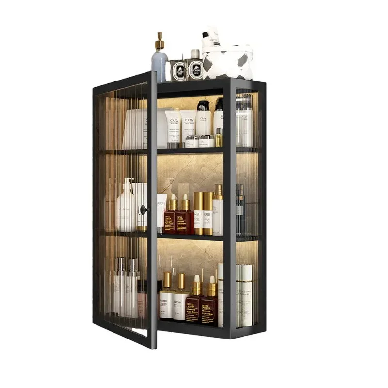 3-layer Bathroom Storage Holder Acrylic with Door Wall Mounted Cosmetics Large Capacity Organization Rack Nordic Light Luxury