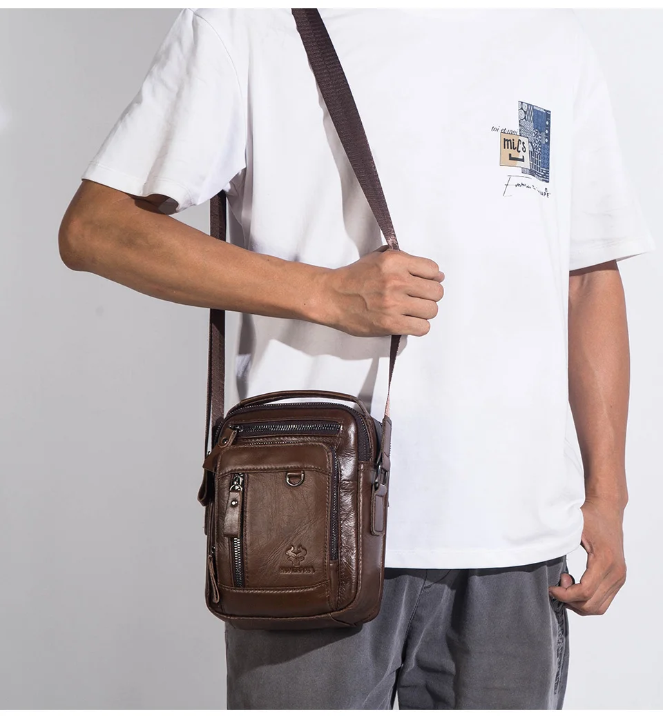 Humer paul 100% Echt leder Herren Schulter Umhängetasche Klein unternehmen Umhängetasche für die Arbeit männliche Reises ch linge Bolso – Detail 2