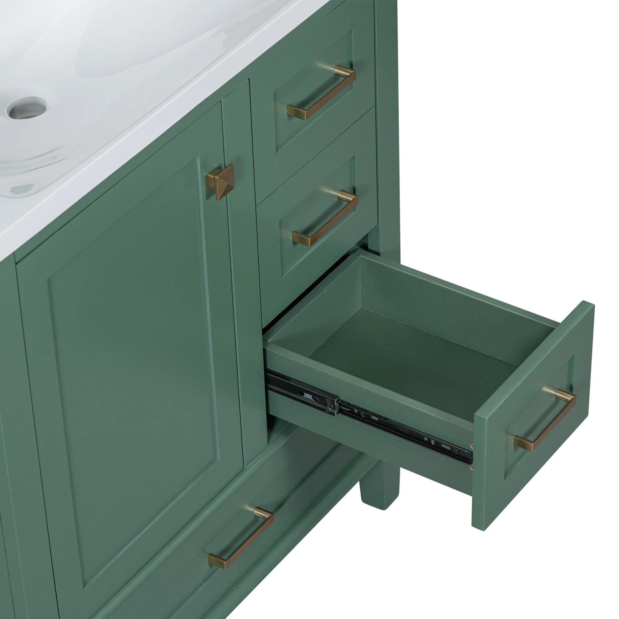 Bathroom Vanity in Green Cabinet with Sink Combo Set Bathroom Storage Cabinet with a Soft Closing Door and 3 Drawers