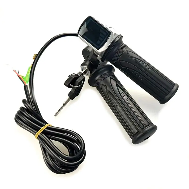 

ABVB-Rotary Handlebar Grip 48V Throttle Power Speed With Key LCD Battery Display For Electric Scooter Bike Parts