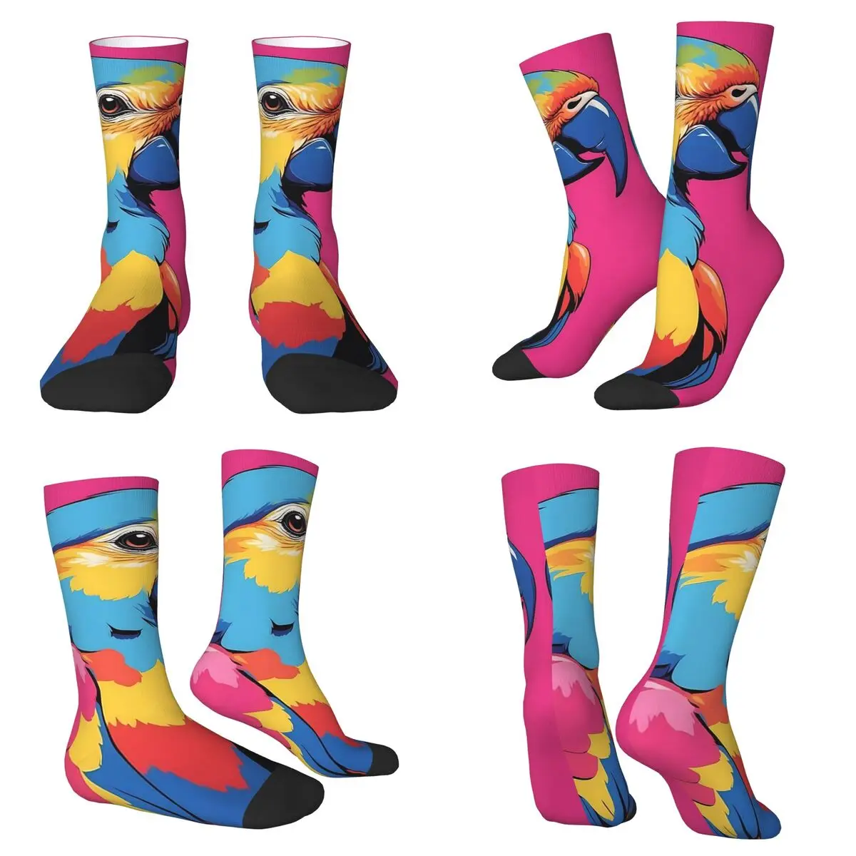 

Носки с принтом попугая и попугая в стиле поп-арт, супер мягкие чулки в стиле Харадзюку, всесезонные длинные носки для подарка на день рождения унисекс