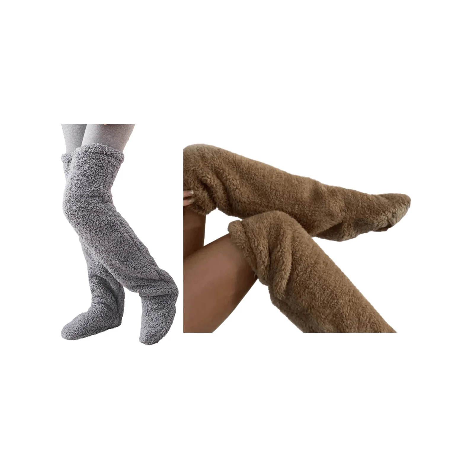 Teddy bear floor socks, stockings, gray and brown, one pair each