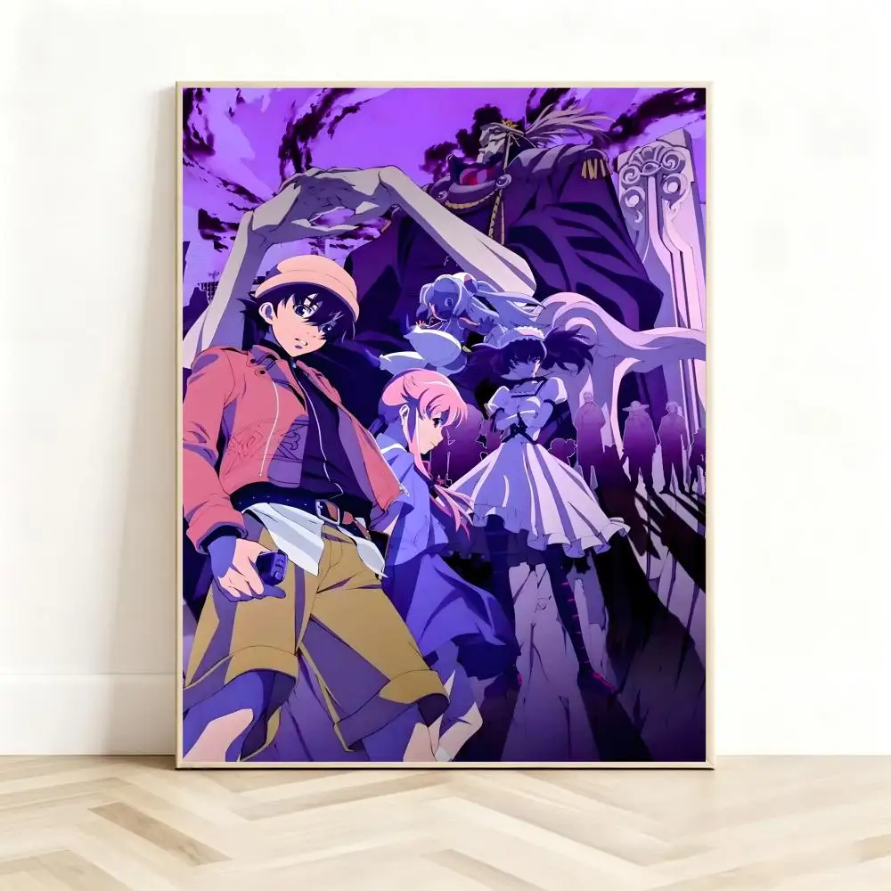Thriller Anime M-Mirai Nikki Poster Classic Self-Adhesive PP Wall Sticker for Living Room Bar Decor Gift
