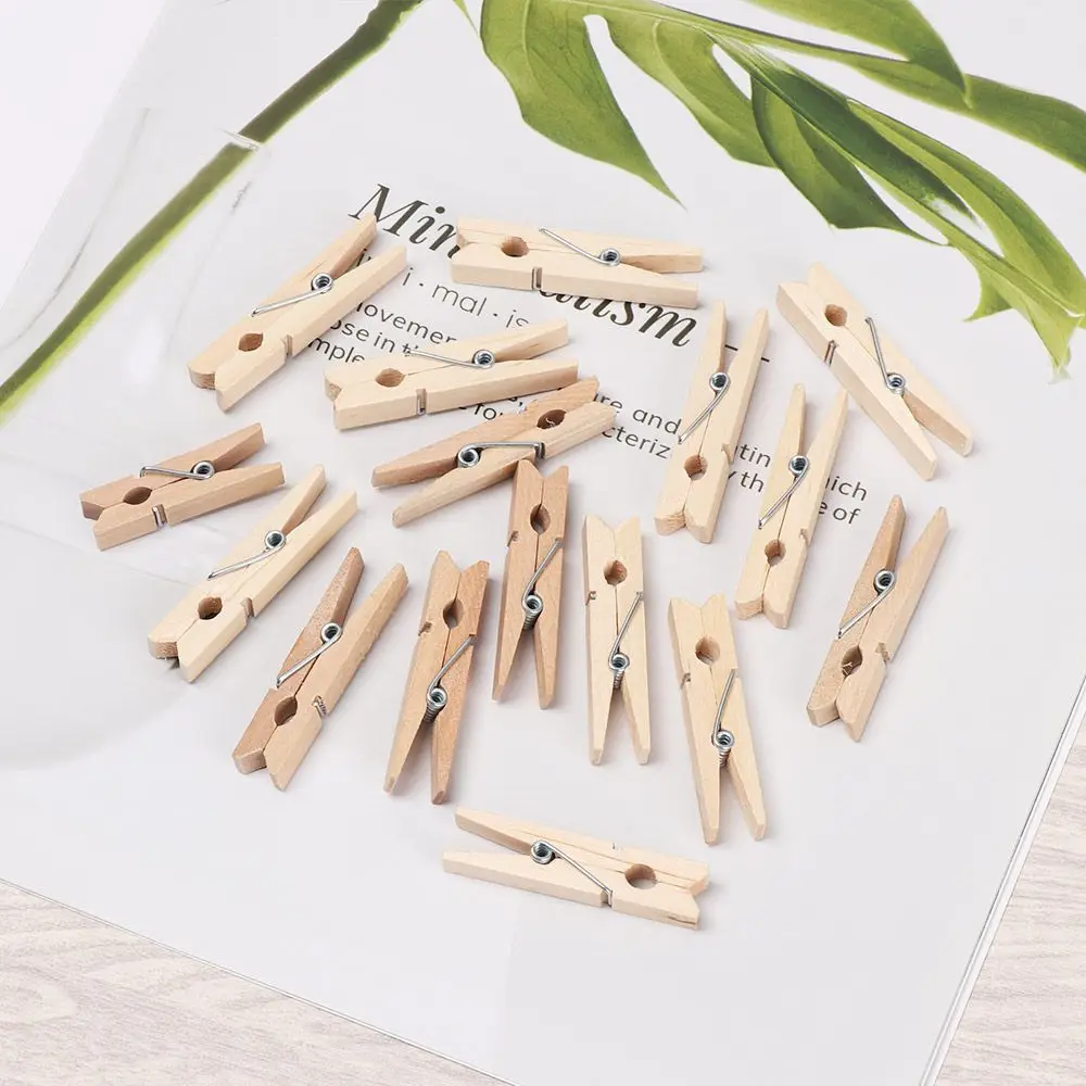 100Pcs Fashion Craft Garden Washing Line Photo Paper Pegs Clothes Pegs Pine Wood Clips Wooden Clothespin