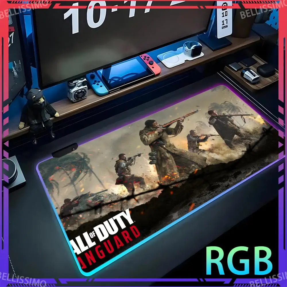 RGB C_Call of Duty Series MousePad LED Computer Accessories PC Keyboard Rubber Game Anti-skid Mat Desk Mat Luminous Mouse Pad