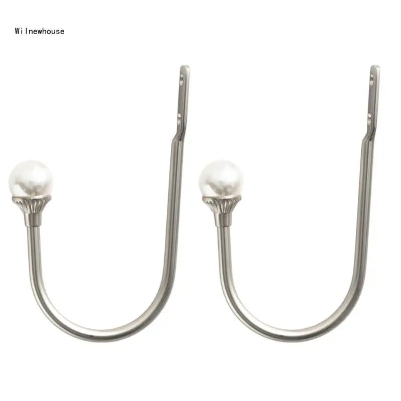 

2Pcs Pearl Beads Ushape Curtain Hooks Holdback Curtain Accessories Hat Tieback Hangers Strap Brush Holder Hook Dropship