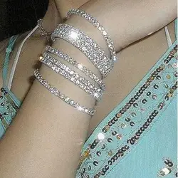 Bracelet Necklace Studs Earrings Bracelet Elegant Shiny Rhinestones Multi-layer Geometric Gift Women Wedding Jewelry Set
