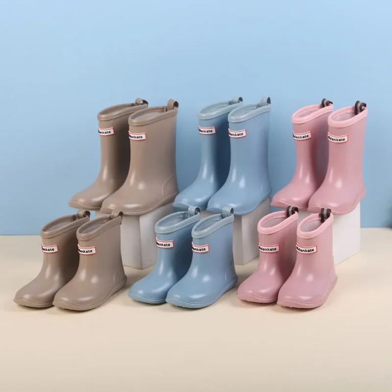 Simple Kids Garden Water Shoes Baby Outdoor Wading Shoes Boys Girls Mid-Calf Rain Boots Children Casual Non-Slip Rain Shoes