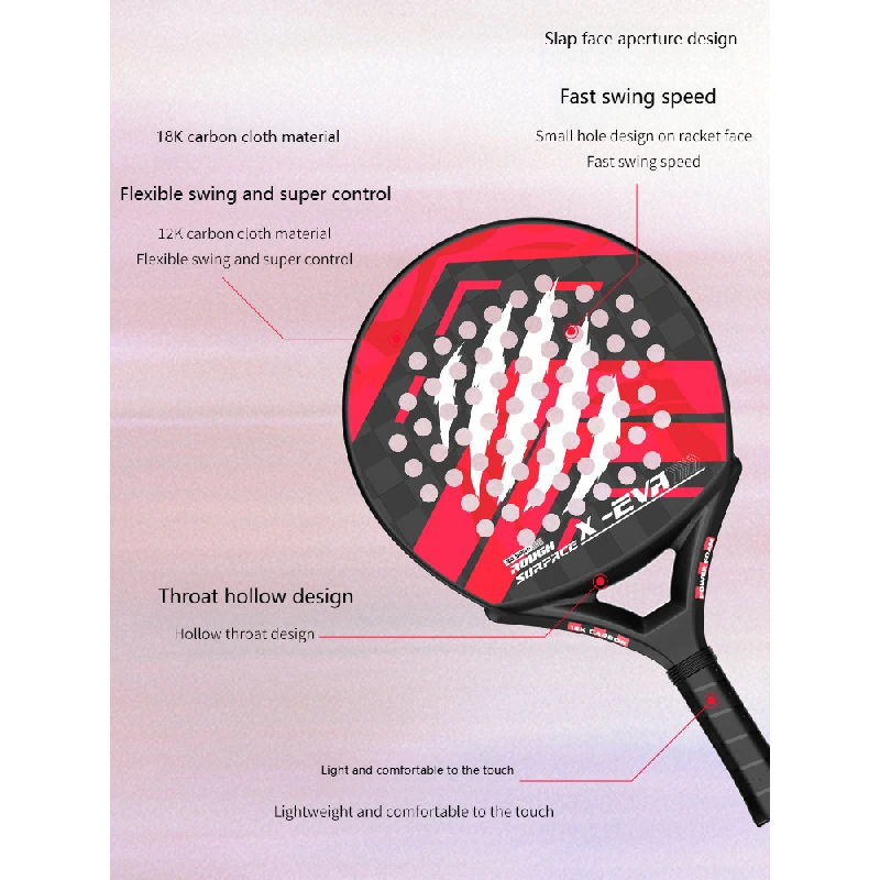 Plate Tennis Racket T700 High-Strength Carbon Fiber Cage Tennis Racket Beach Racket Flexible Swing Super Strong Control Light