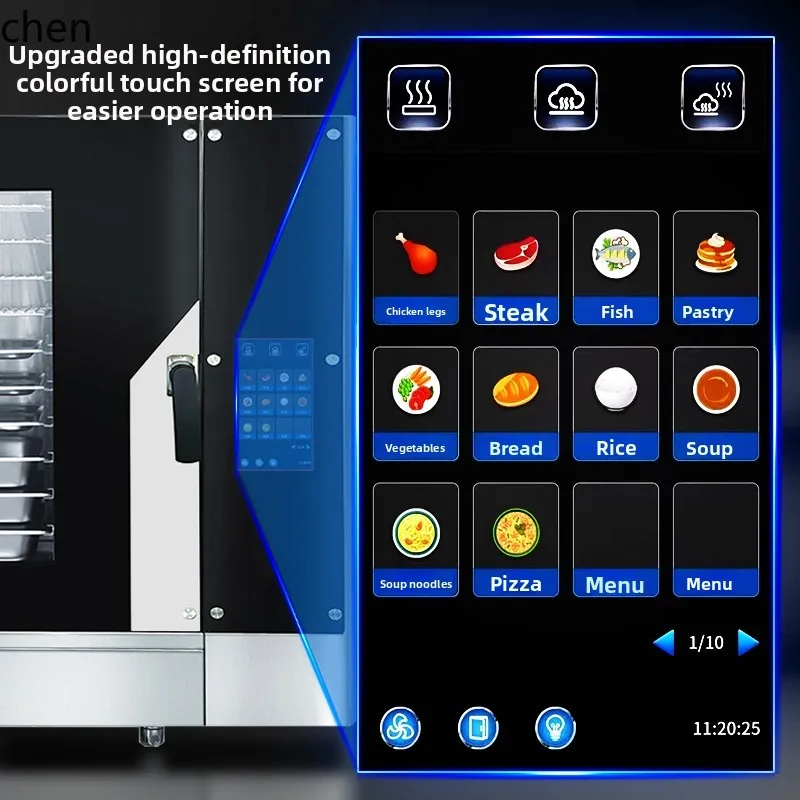 آلة متكاملة لفرن التبخير الأوتوماتيكي HTT، فرن كهربائي كبير لسطح المكتب، موقد هوائي، بطة مشوية خاصة للخبز