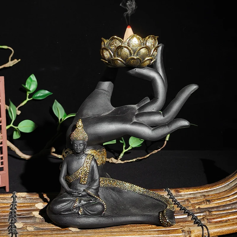 Buddha's Hand Sculpture Resin Candle Holder, Creative Decorative Candle Stand for Home, Bedroom, Living Room, and Study