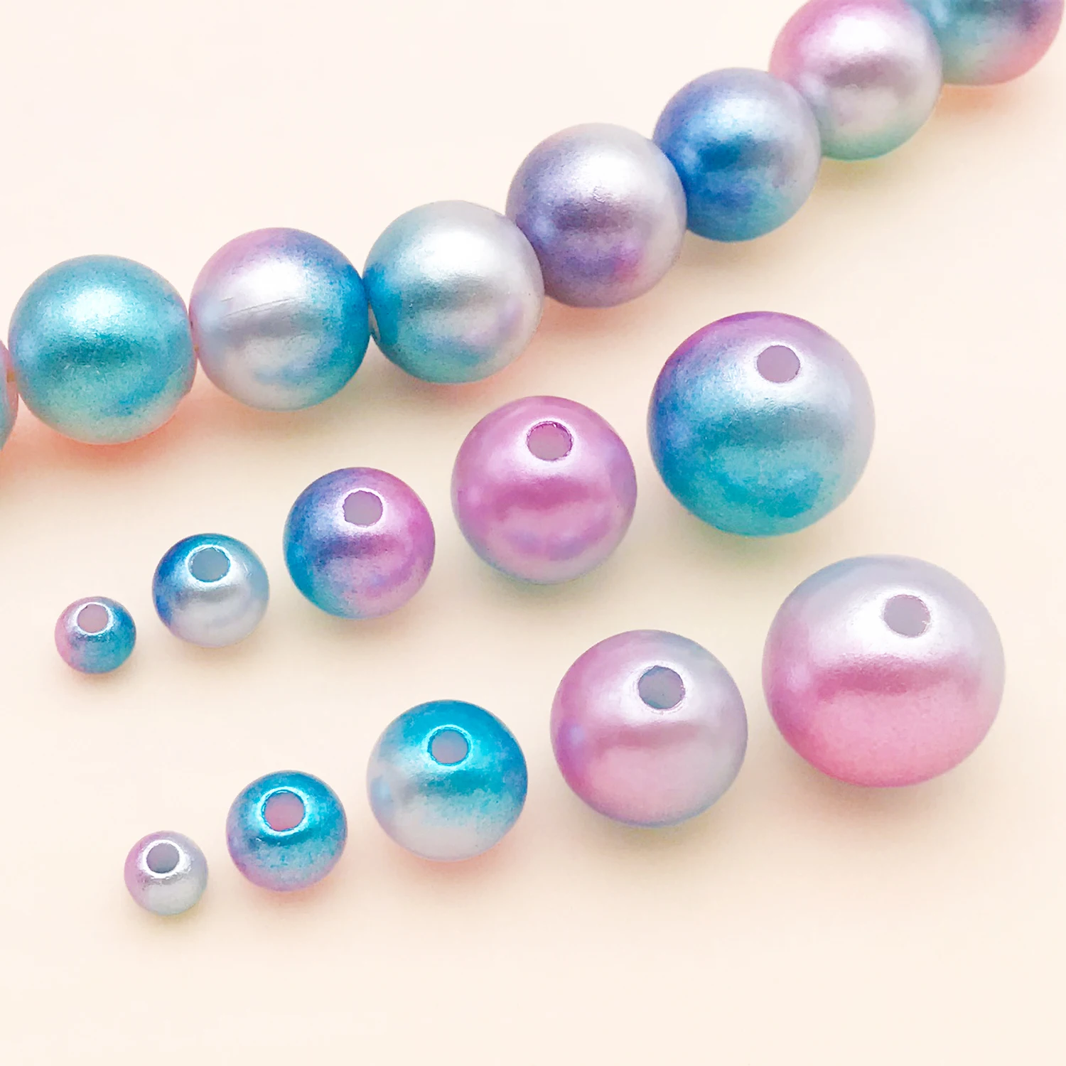 50pcs/Lot 4/6/8/10/12mm Iridescent Round Acrylic Plastic Beads ABS Imitation Pearl Beads Loose Spacer Bead For Jewelry Making