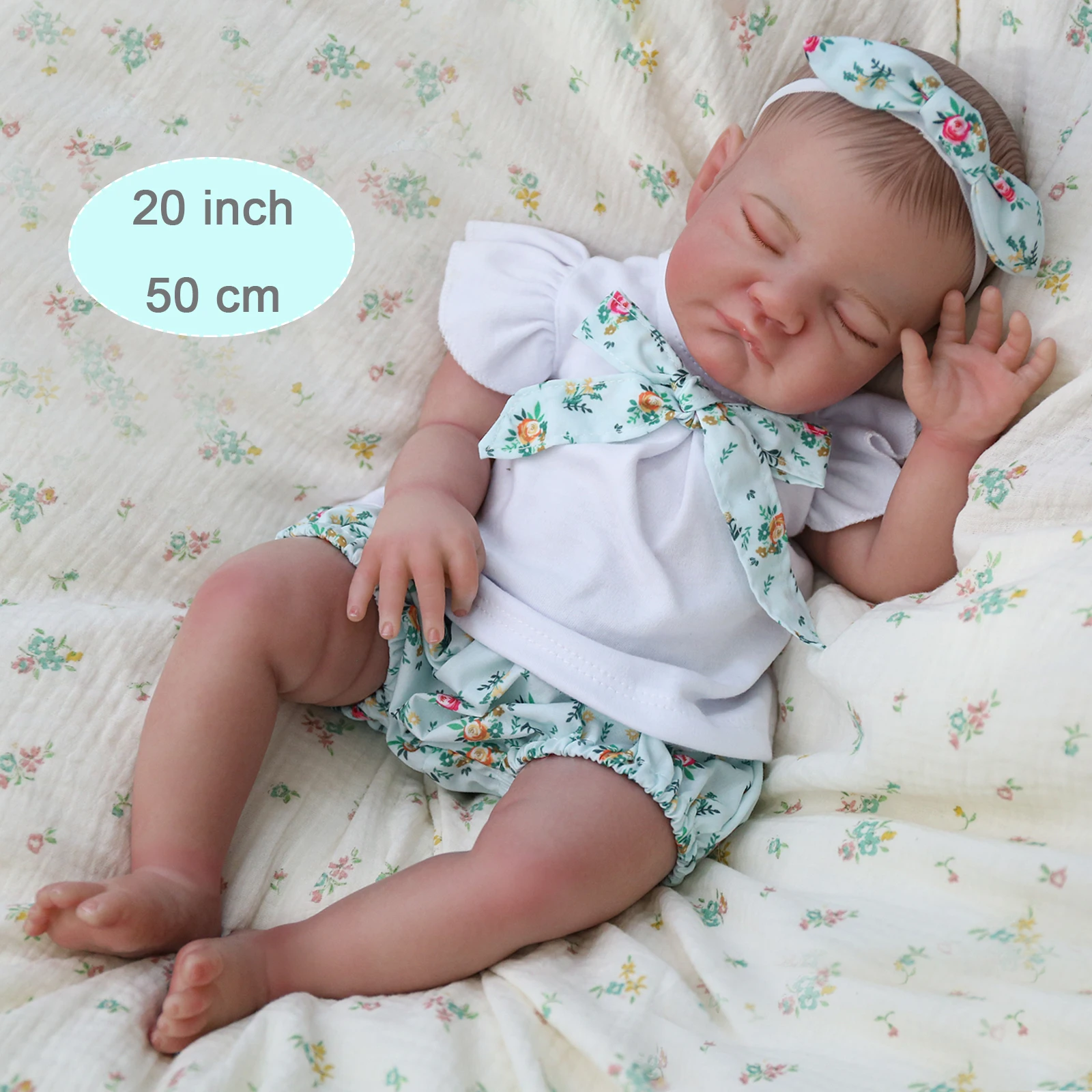 Realistic Reborn Baby Dolls - 20 Inch Newborn Sleeping Dolls with Soft Weighted Cloth Body Real Life Baby Doll Gift Toy