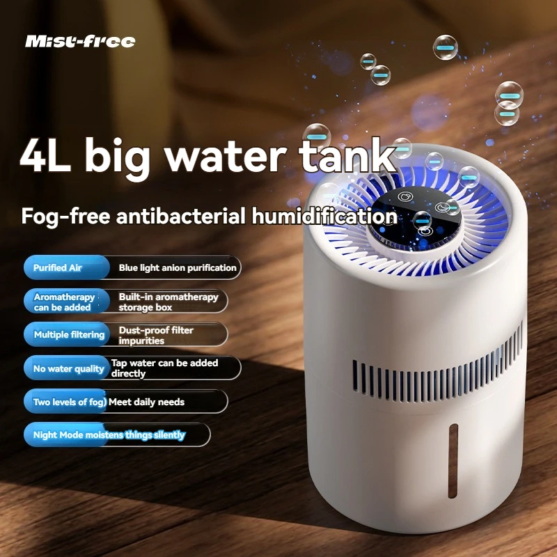 4L home fog free humidifier, bedroom, office USB desktop, large capacity air purification humidifier gift