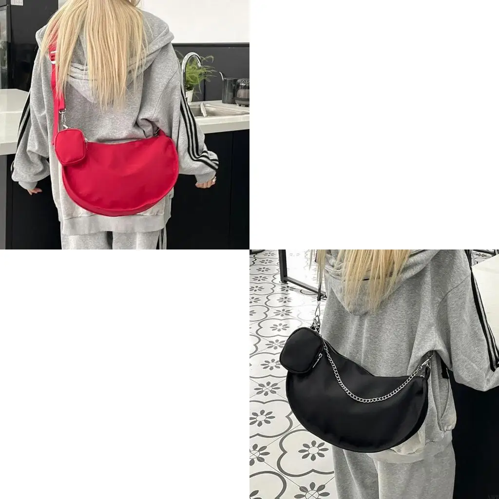 

Stylish Single Shoulder Dumpling Bags Nylon Crossbody Purse Satchel Underarm Bag