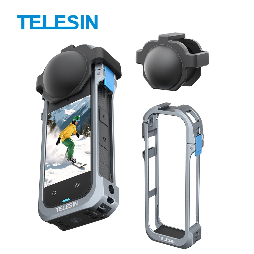 

TELESIN Metal Expansion Frame Case for Insta360 X5 - Protective Rabbit Cage Camera Housing Storage with Lens Guard Camera Access