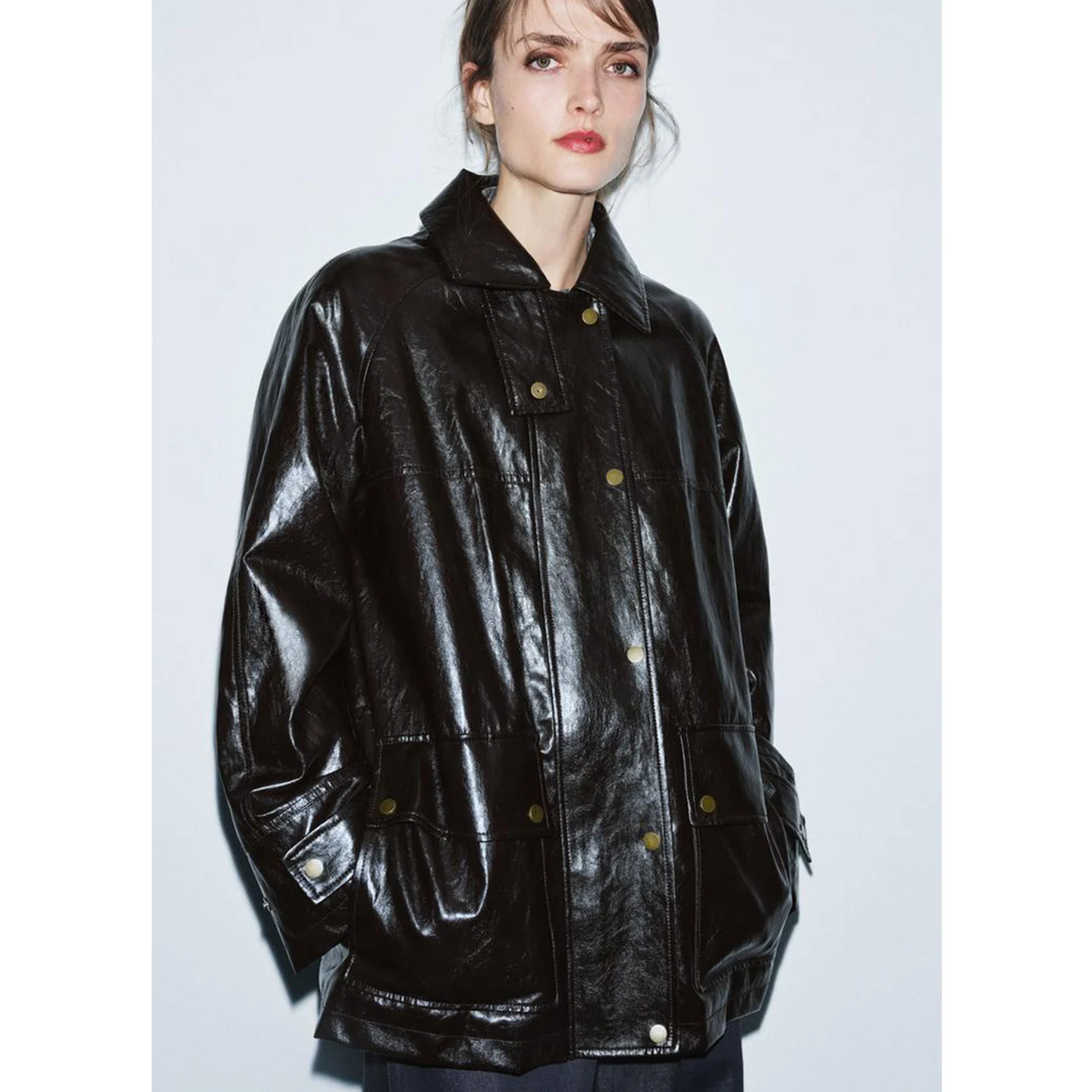 Nuevo abrigo largo de invierno con cuello Sve para mujer con efecto de piel Artificial desmontable Neline informal holgado de cuero de poliéster