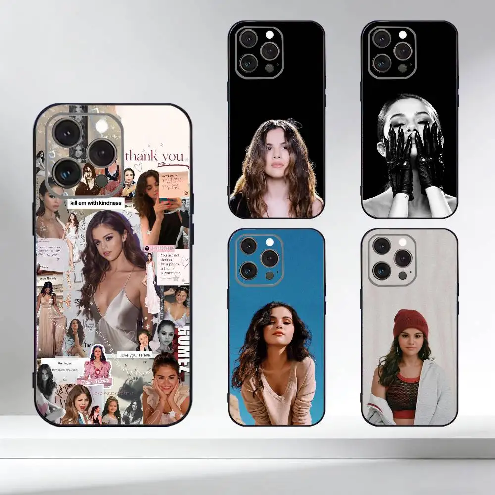 

Singer Selena Gomez Phone Case For iPhone 17,16,15,14,13,12,11 Plus,Pro Max,XS,Soft Silicone Black Cover