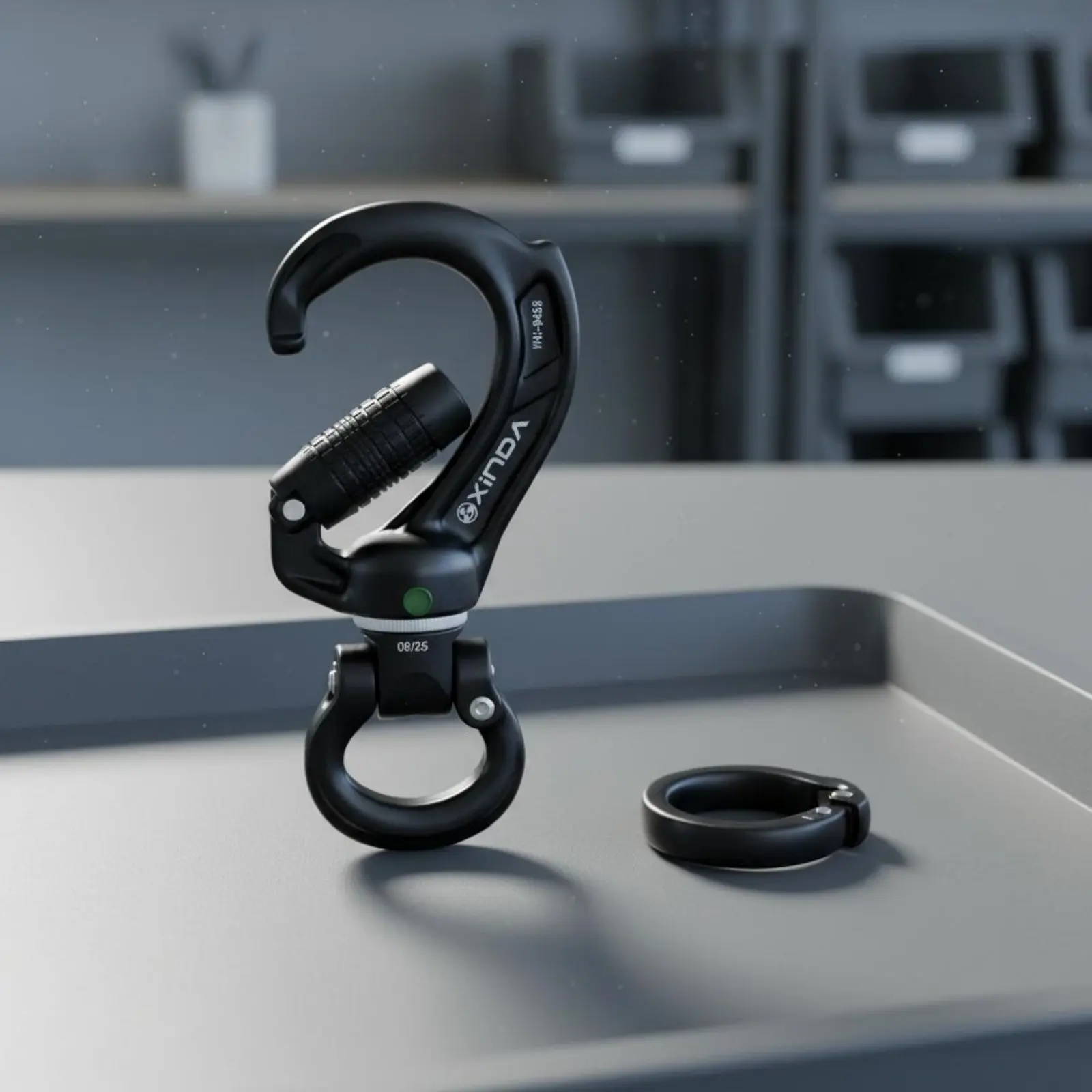 Rotating Locking Carabiner Automatic Lock Rescue Swivel Hook Rotating Carabiner 26 26 kN Strength Safety Connector view 3