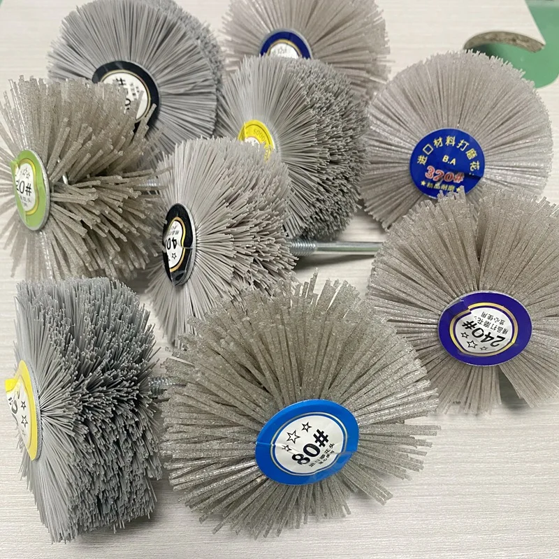 Imagem -02 - Nylon Roda Escova mm Haste 80 mm para Madeira Móveis Polimento Rebarbação Moedor Abrasivo Fio Moagem Cabeça de Flor Pcs