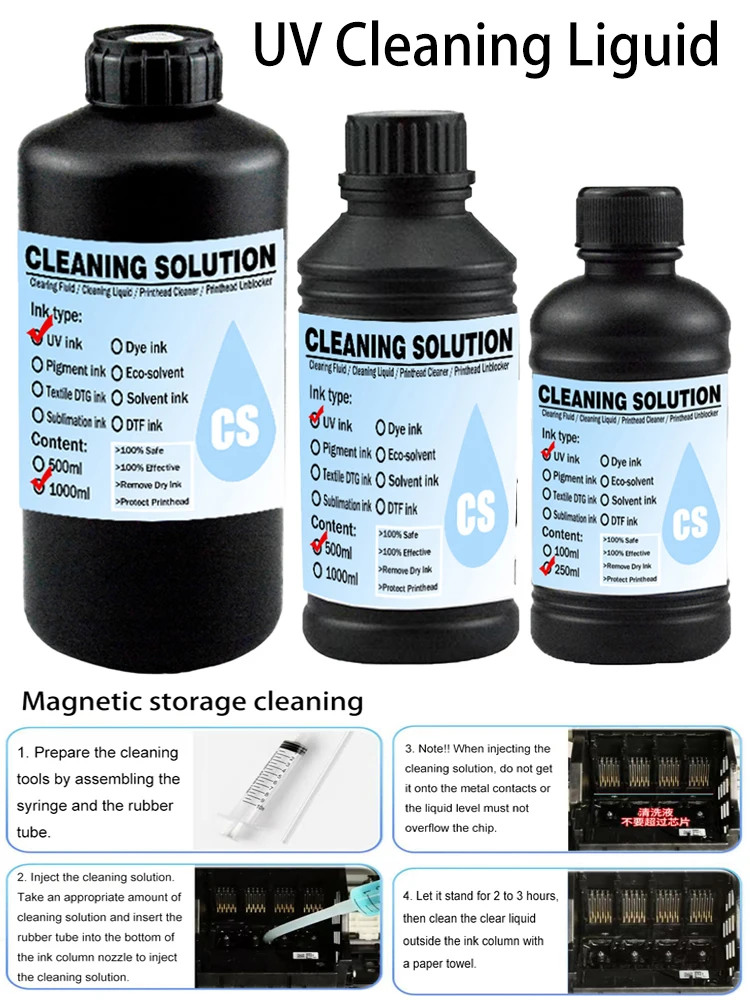 UV Cleaning Liquid For Epson Roland Mimaki Ricoh UV Printer Cleaning Fluid For UV Printhead Cleaning Solution UV Ink Cleaner