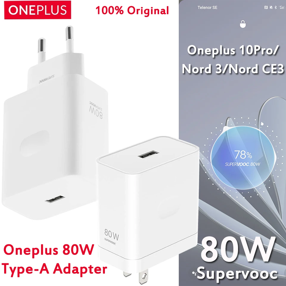 Oneplus Supervooc 80W Charger Original Usb Type A Power Adapter One Plus 10 Pro Nord 3 5 CE3 10T Sup