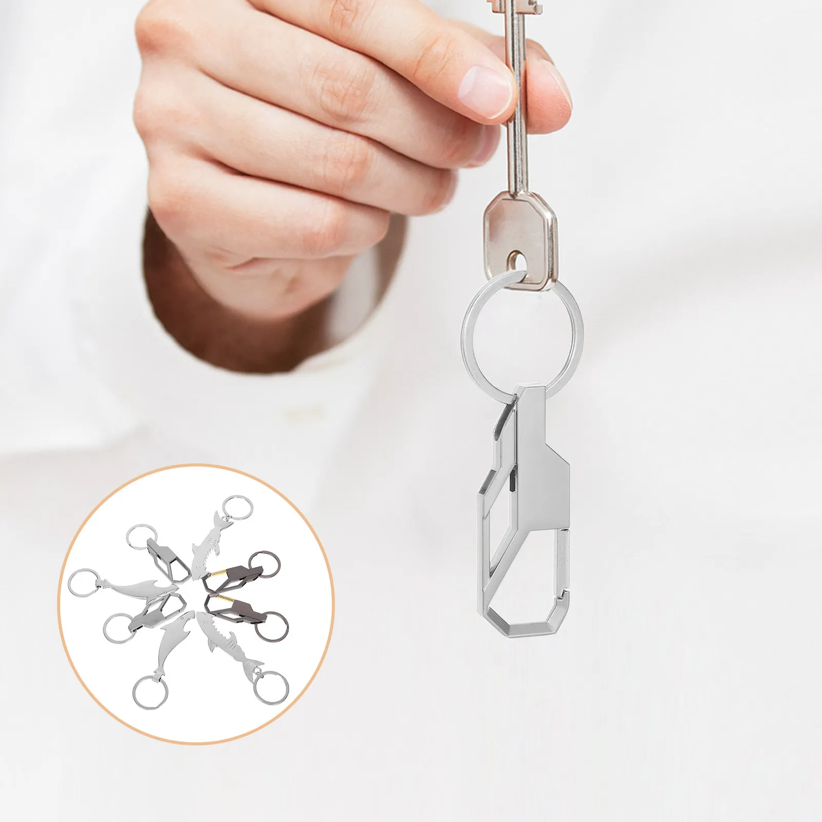 8Pcs Shark Keychain Bottle Opener Stainless Steel Cool Functional Party Drink Opener Bar Accessory Beer Lid Remover Portable