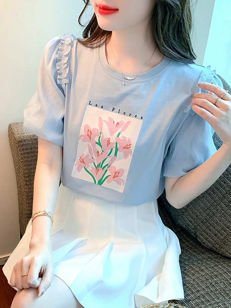 女性用半袖Tシャツ,綿2023,夏服,トップス