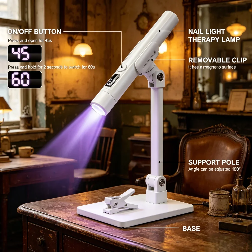 

Professional Rechargeable UV LED Nail Lamp, Portable Mini Nail Dryer with Display, Removable Desktop Stand for Nail Art