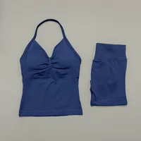 2 Pieces Sports Set Women Backless Tank Yoga Tops High Waist Scrunch Seamless Shorts Sport Gym Set Sportswear Workout Set - Image 6
