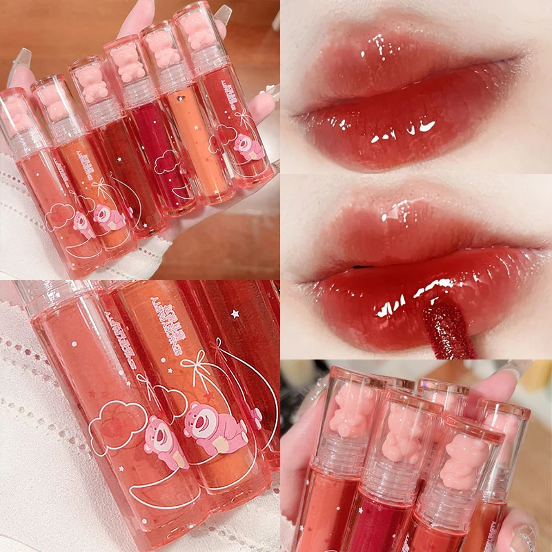 Crystal Jelly Strawberry Mirror Lip Glaze Watery Lipgloss Waterproof Lasting Colored Tint Liquid Lipstick Beauty Makeup Cosmetic